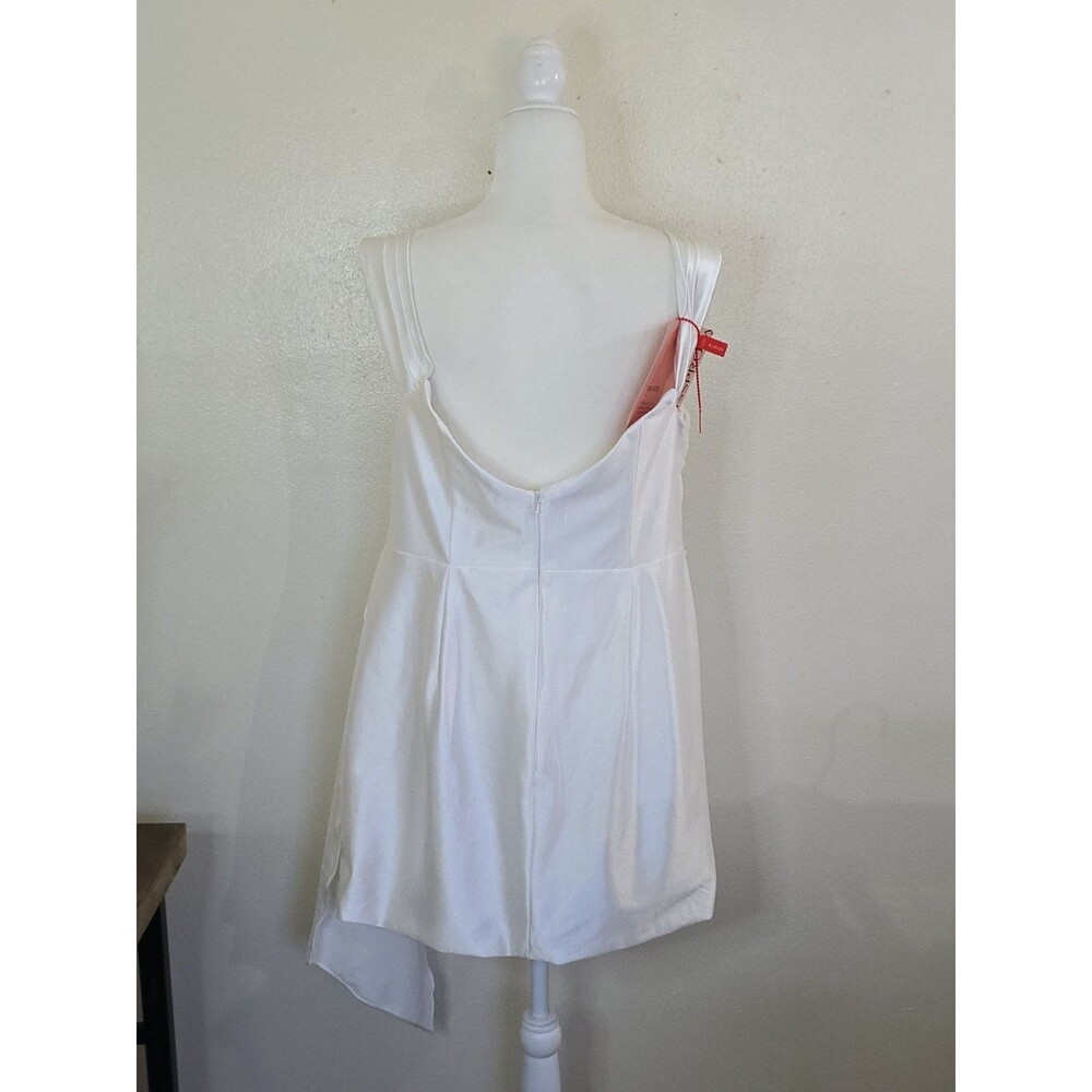 KissProm Zephyra Sheath Off Shoulder Satin White Mini Dress Sz 18 Bridal Wedding - Picture 5 of 15